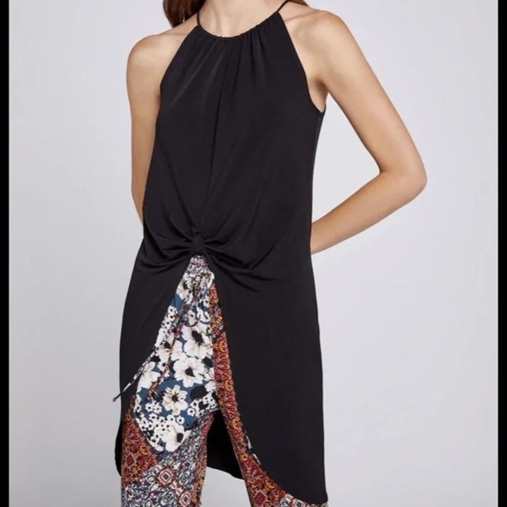 BCBGeneration Black Slinky Knot Front Top, XS, NWT